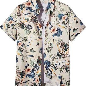 Men's Floral Button Down Hawaiian Shirt Short Sleeves Regular Fit Summer